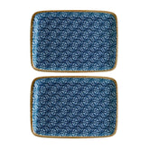 Bonna China Calif 9" x 6" Rectangular Decorated Porcelain Plate (Set of 2)