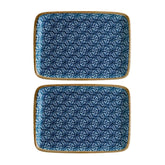 Calif 9" x 6" Rectangular Decorated Vitrified Plate (Set of 2)