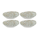 Bonna China Lapya Wood 4" x 3" x h:0.75" 1 oz. Organic Decorated Porcelain Bowl (Set of 4)