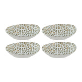 Lapya Wood 4" x 3" x h:0.75" 1 oz. Organic Decorated Vitrified Bowl (Set of 4)
