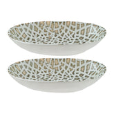 Lapya Wood 6" x 4" x h:1" Organic Decorated Vitrified Platter (Set of 2)
