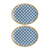 Calif 9.75" x 7.5" x h:1" Oval Decorated Vitrified Platter (Set of 2)