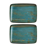 Madera 9" x 6" Rectangular Decorated Vitrified Plate (Set of 2)