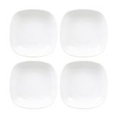 Mimoza 8.5" x 8.5" x h:1.25" 21 oz. Square White Porcelain Deep Plate (Set of 4)
