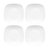 Porcelain Mimoza 9.25" x 9.25" Square White Porcelain Plate (Set of 4)