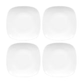 Mimoza 9.25" x 9.25" Square White Porcelain Plate (Set of 4)