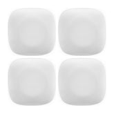 Mimoza 10" x 10" Square White Porcelain Plate (Set of 4)