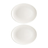 Moove 9.75" x 7.5" x h:1" Oval Warm White Vitrified Platter (Set of 2)