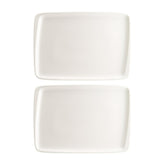 Bonna China Moove 9" x 6" Rectangular Warm White Porcelain Plate (Set of 2)