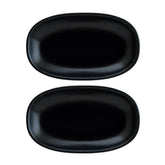 Notte 6" x 3.5" x h:0.75" Oval Black Vitrified Platter (Set of 2)