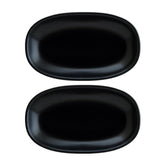 Notte 7.5" x 4.25" x h:1" Oval Black Vitrified Platter (Set of 2)