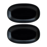 Notte 9.5" x 5.5" x h:1.25" Oval Black Vitrified Platter (Set of 2)