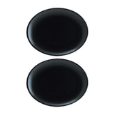 Notte 9.75" x 7.5" x h:1" Oval Black Vitrified Platter (Set of 2)