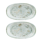 Odette 6" x 3.5" x h:0.75" Oval Decorated Vitrified Platter (Set of 2)