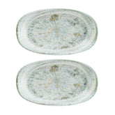 Odette 7.5" x 4.25" x h:1" Oval Decorated Vitrified Platter (Set of 2)