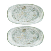 Odette 9.5" x 5.5" x h:1.25" Oval Decorated Vitrified Platter (Set of 2)