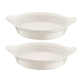 Gourmet dia.9.75" h:1.75" 25 oz. Round Warm White Vitrified Oven Dish (Set of 2)