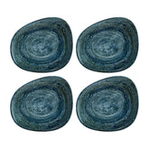 Bonna China Patera Denim 7.5" x 6" Organic Decorated Porcelain Plate (Set of 4)