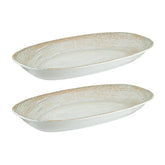 Patera 9.5" x 5.5" x h:1.25" Oval Decorated Vitrified Platter (Set of 2)