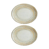 Patera 9.75" x 7.5" x h:1" Oval Decorated Vitrified Platter (Set of 2)