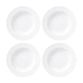 Porcelain Delta dia.10" h:2" 10 oz. Round White Porcelain Bowl (Set of 4)