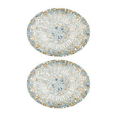 Bonna China Luca Mosaic Matte 9.75" x 7.5" x h:1" Oval Decorated Porcelain Platter (Set of 2)