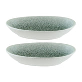 Bonna China Luca Ocean Matte 6" x 4" x h:1" Organic Blue Porcelain Platter (Set of 2)