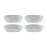 Bonna China Luna Ocean 4" x 2.5" x h:0.75" Oval Blue Porcelain Platter (Set of 4)