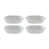 Luna Ocean 4" x 2.5" x h:0.75" Oval Decorated Vitrified Platter (Set of 4)