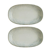 Sway 6" x 3.5" x h:0.75" Oval Decorated Vitrified Platter (Set of 2)