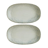 Sway 7.5" x 4.25" x h:1" Oval Decorated Vitrified Platter (Set of 2)
