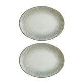 Sway 9.75" x 7.5" x h:1" Oval Decorated Vitrified Platter (Set of 2)