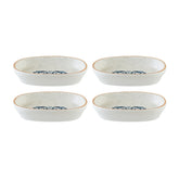 Bonna China Viento 4" x 2.5" x h:0.75" Oval Decorated Porcelain Platter (Set of 4)