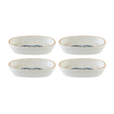 Viento 4" x 2.5" x h:0.75" Oval Decorated Vitrified Platter (Set of 4)