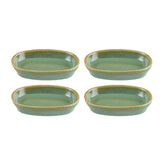 Bonna China Sage 4" x 2.5" x h:0.75" Oval Green Porcelain Platter (Set of 4)