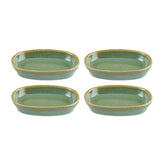 Sage 4" x 2.5" x h:0.75" Oval Green Vitrified Platter (Set of 4)