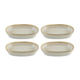 Sand 4" x 2.5" x h:0.75" Oval Beige Vitrified Platter (Set of 4)