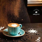 Aqua Stacking 3 oz. Espresso Cup+Saucer Set for 2
