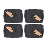 Shade 10.25" x 6.5" Rectangular Black Vitrified Plate (Set of 4)