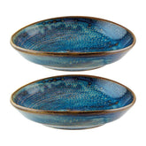 Sapphire 5.5" x 4.75" x h:1.25" Oval Blue Vitrified Platter (Set of 2)