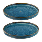 Bonna China Sapphire dia.10" Round Blue Porcelain Plate (Set of 2)