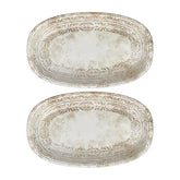 Antico 9.5" x 5.75" x h:0" Oval Brown Vitrified Platter (Set of 2)