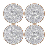 Edera dia.8.25" Round Blue Vitrified Plate (Set of 4)