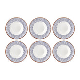 Edera dia.10.75" h:2.5" 17 oz. Round Blue Vitrified Deep Plate (Set of 6)