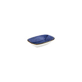 Enigma 5.5" x 4" x h:0" Rectangular Blue Vitrified Deep Plate (Set of 4)