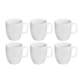 Helix White dia.3.25" h:4" 11 oz. Round Warm White Vitrified Mug (Set of 6)