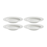 Helix White dia.9" h:0" 10 oz. Round Warm White Vitrified Deep Plate (Set of 4)