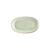 Rome 11.5" x 7" x h:1.25" Oval Green Vitrified Platter (1 each)