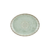 Rome 12.25" x 9.5" x h:1" Oval Green Vitrified Platter (1 each)