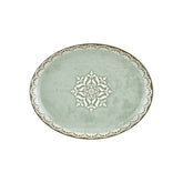 Rome 14.25" x 11" x h:1.25" Oval Green Vitrified Platter (1 each)